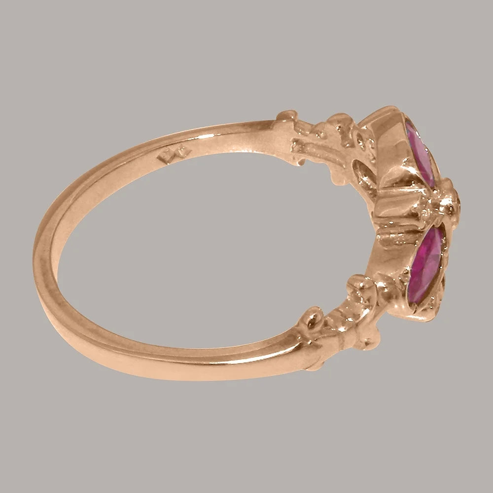 9k Rose Gold Ring with Natural Diamond & Ruby W5508