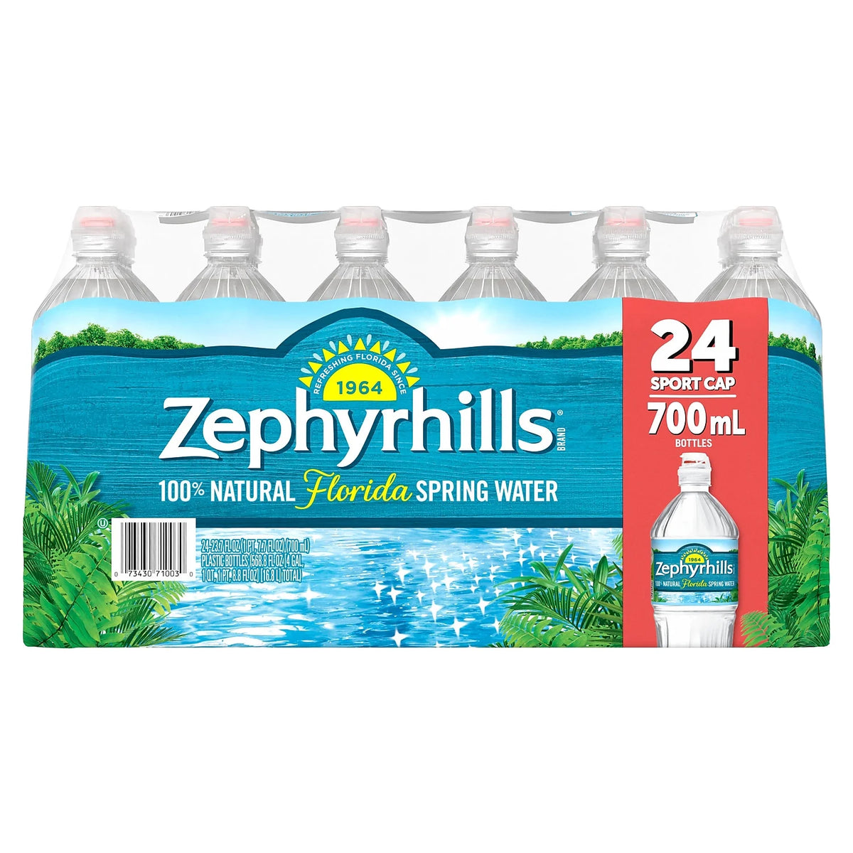 Natural Spring Water 24-700mL Sport Bottles with Flip Cap A1857