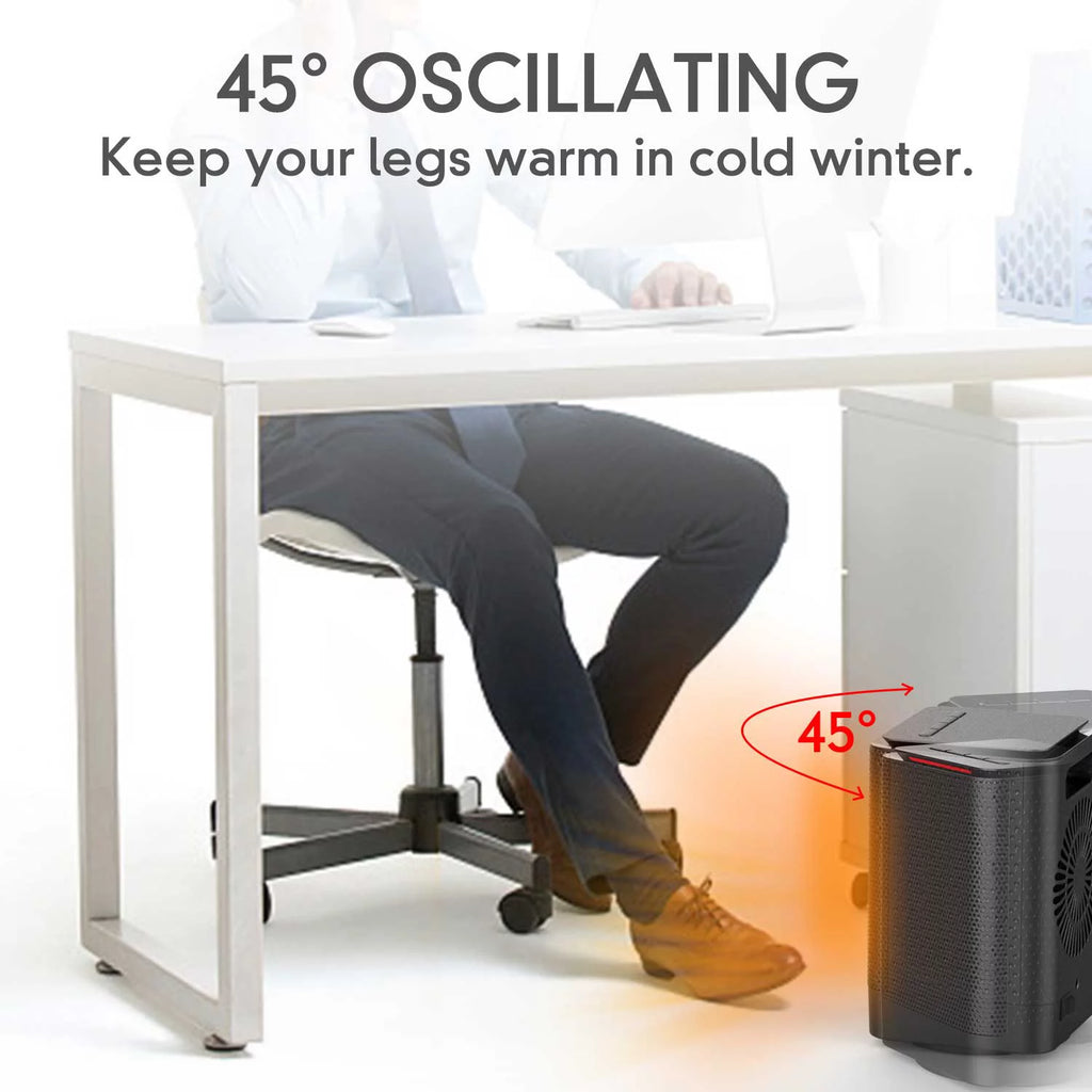 950W Portable Ceramic Heater with Oscillation, Black Q935