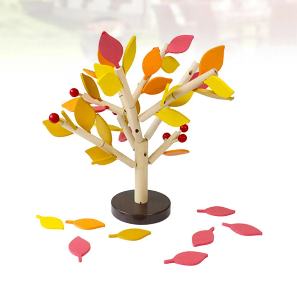 Yellow Wooden Tree Building Blocks Toy B597619