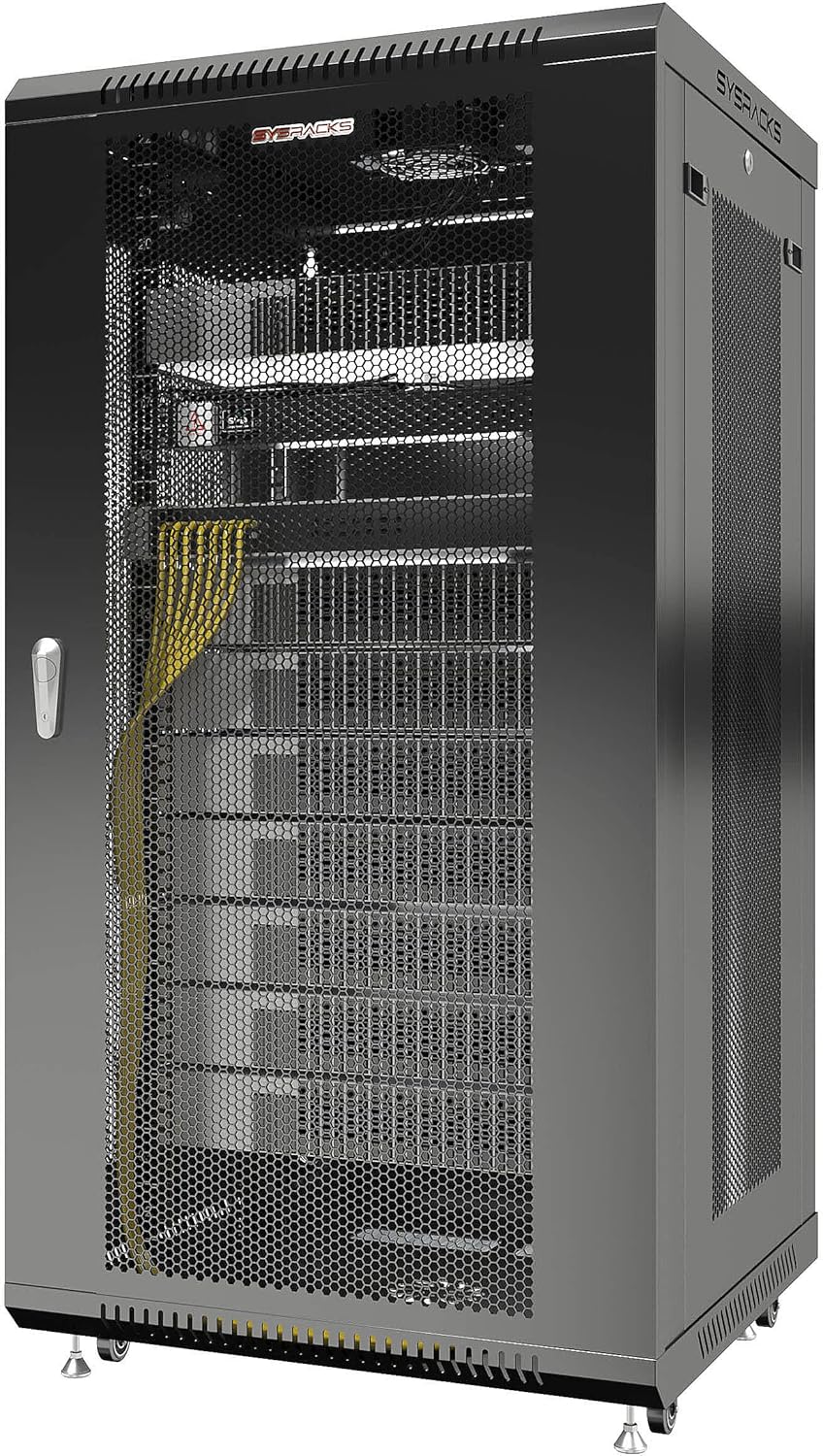 22U Locking Network Cabinet with Casters and Shelf X66782