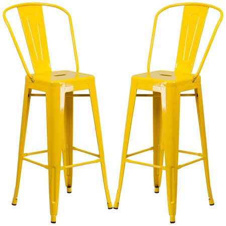 Industrial Yellow Metal Barstool 2 Stools W20171