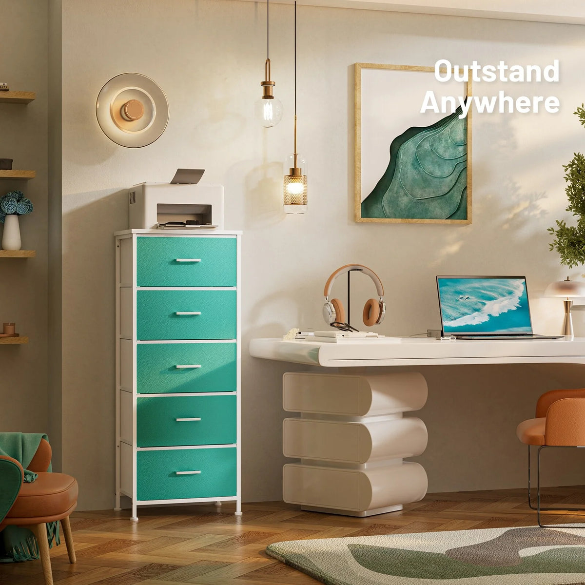 5 Drawer Dresser with Fabric Bins S552552