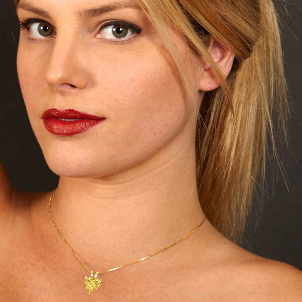 14k Yellow Gold Solitaire Moissanite Pendant with 18" Chain N120