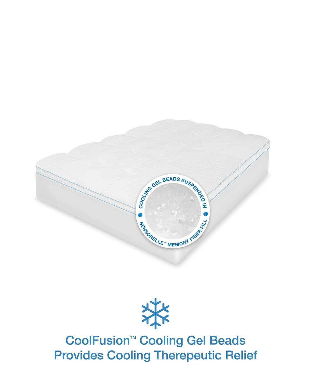 White Full Fiberbed with Cooling Gel Beads P50081