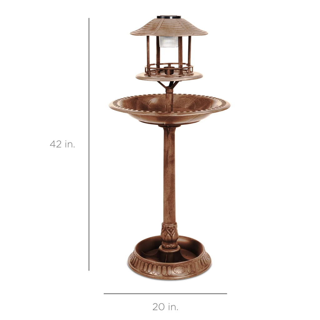 Solar Outdoor Bird Bath Pedestal Fountain O161451