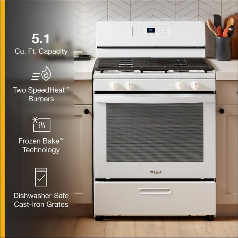 4 Burners 5.1-cu ft Freestanding Gas Range White N4352