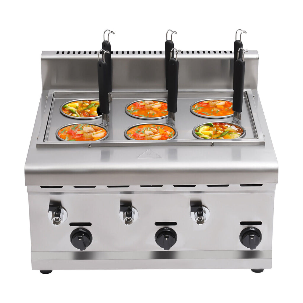 6 Holes LPG Propane Gas Commercial Pasta Cooker with 2 Tanks L306