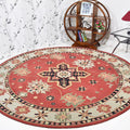 10'x10' Round Red Cream Hand Tufted Wool Area Rug S115