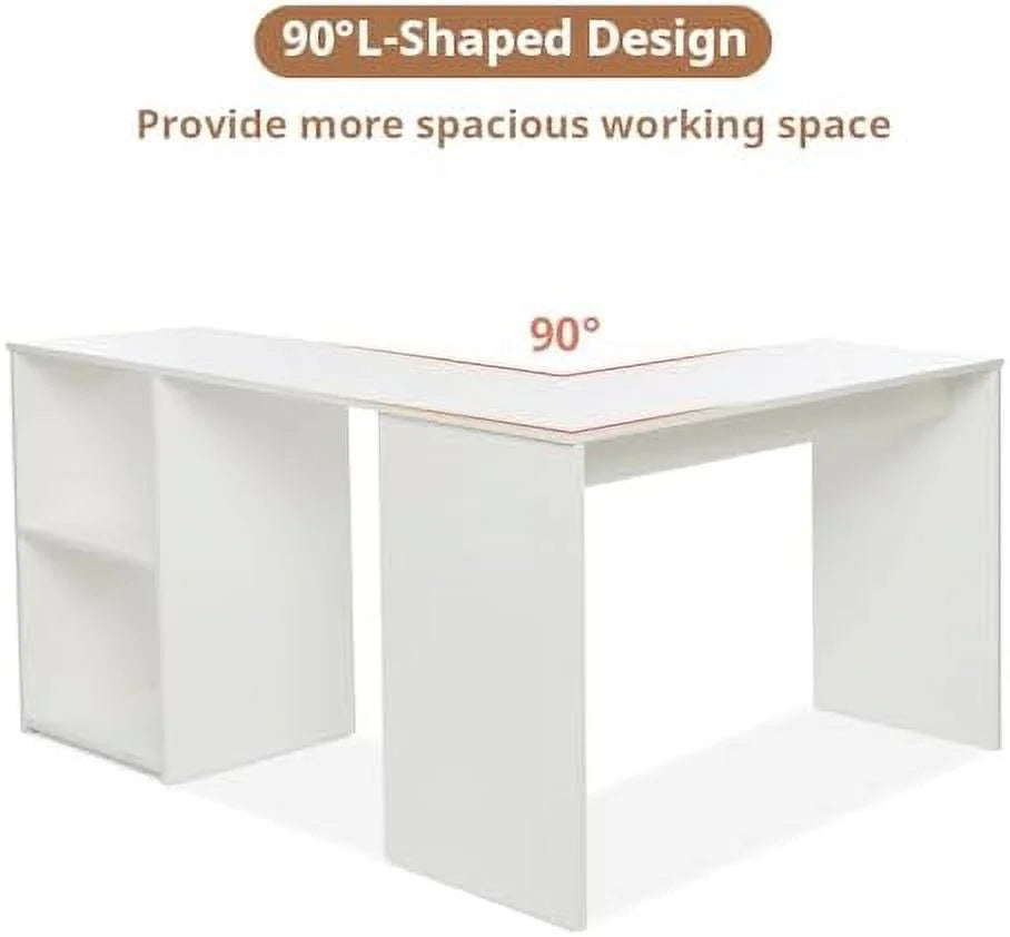L Shaped Corner Desk Computer Workstation White J824149
