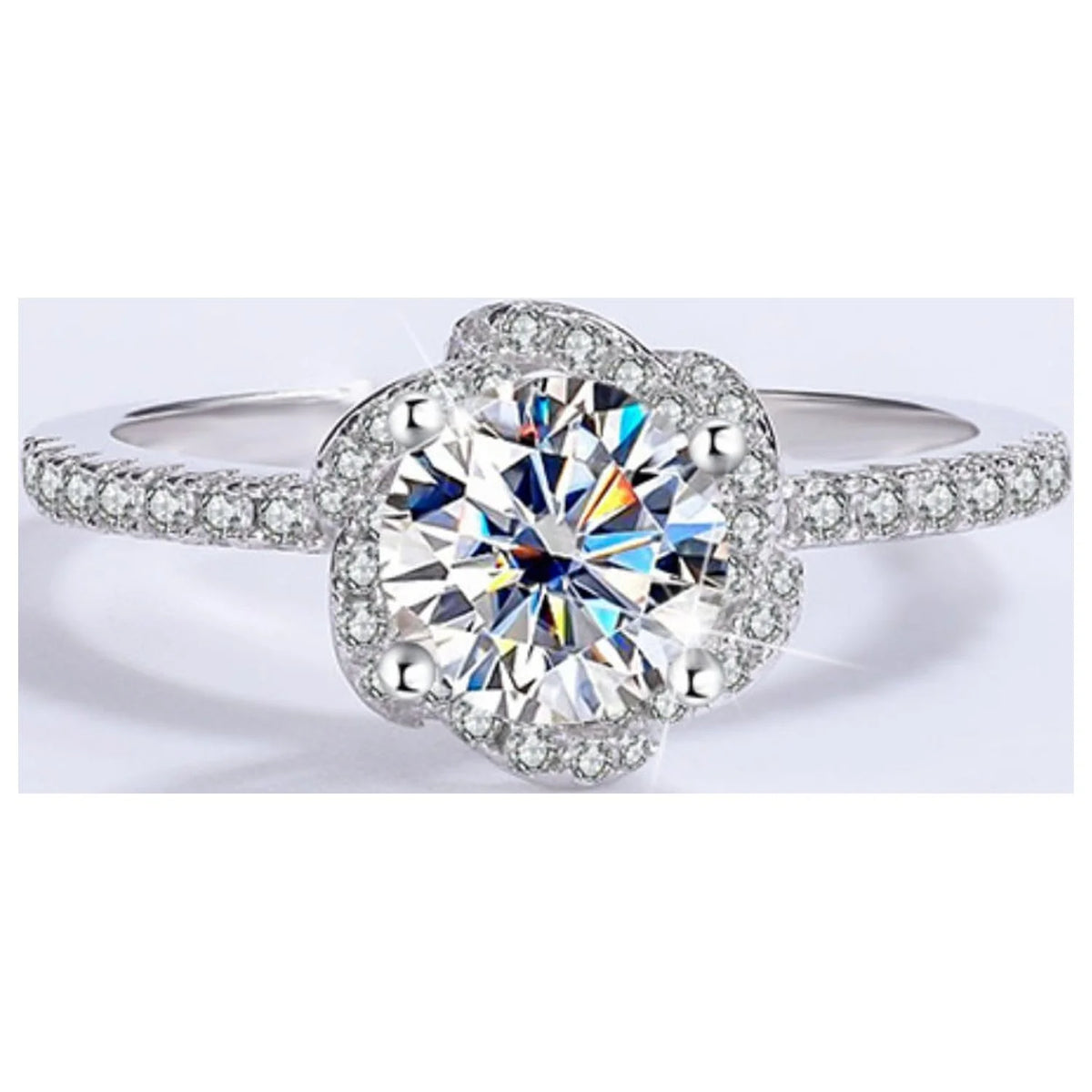 1 Carat 18K White Gold Moissanite Engagement Ring with Certificate L93874