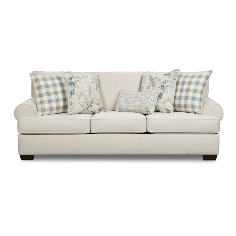 Cream Fabric Arm Sofa with Pillows S6331