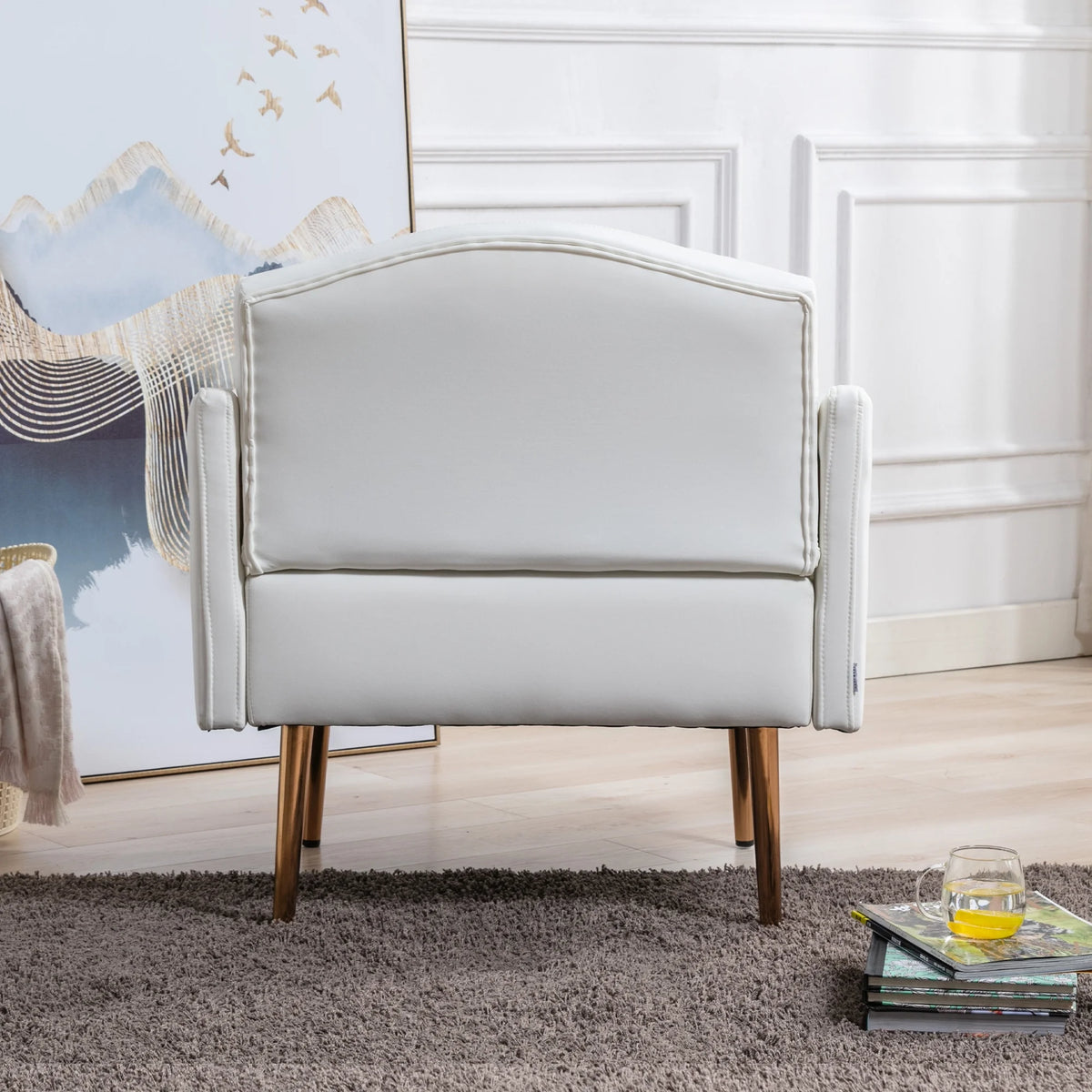 White PU Leather High-Back Accent Chair O65115