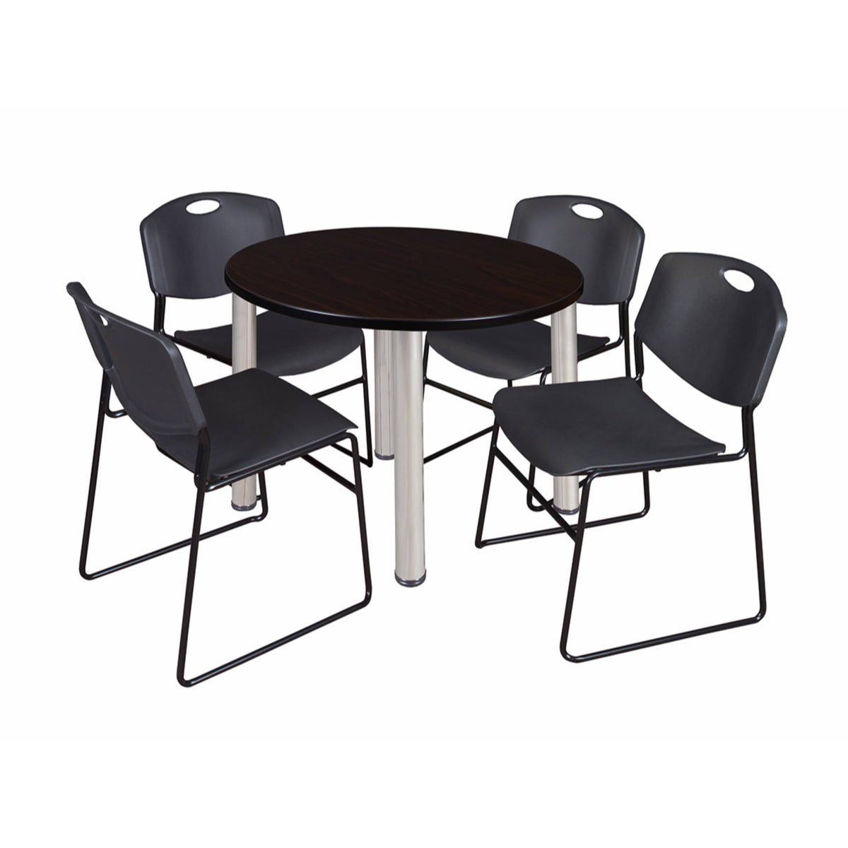 36x22 Round Breakroom Table with 4 Stack Chairs S543835