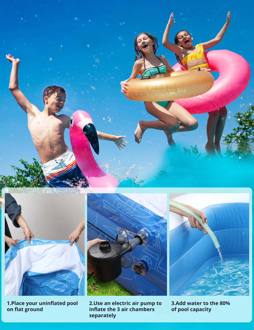 Inflatable Swimming Pools 118'' x 72'' x 20'' L42381