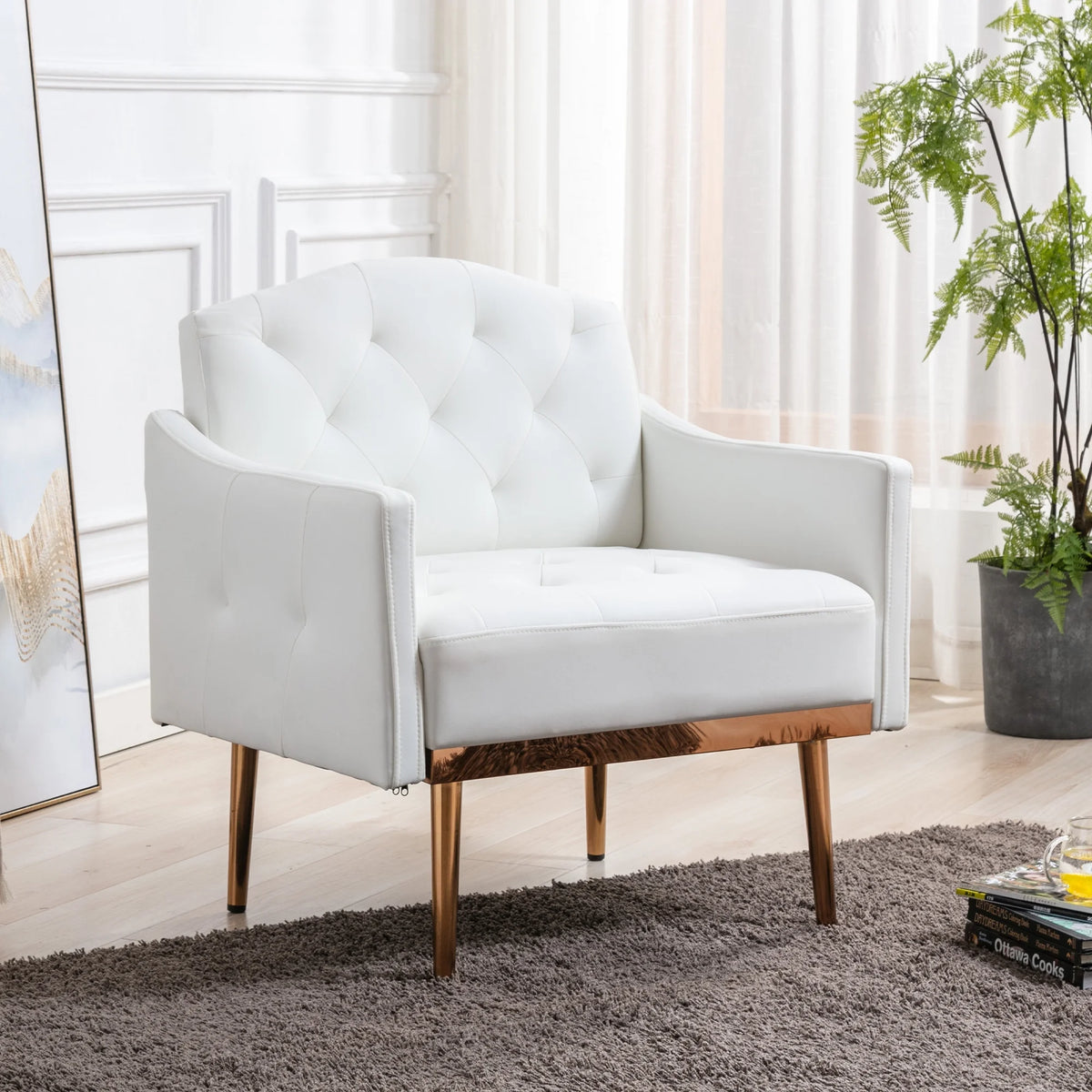 White PU Leather High-Back Accent Chair O65115