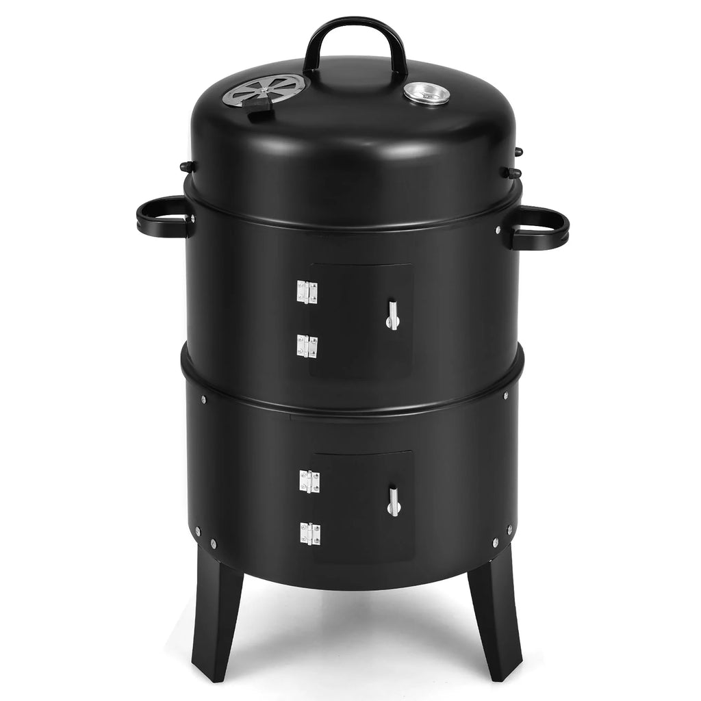 3-in-1 Vertical Charcoal Smoker Grill with 2 Layer O541