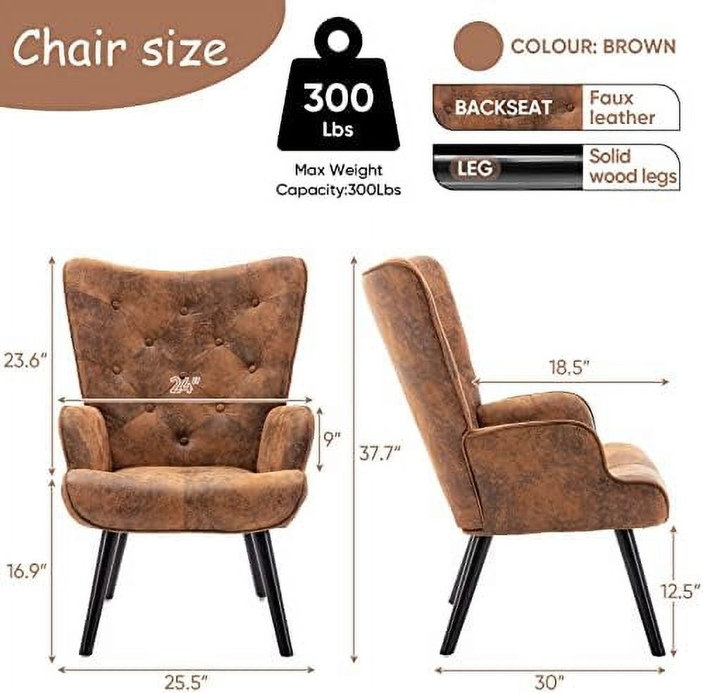 Microfiber Cushioned Wingback Armchairs Set D6502