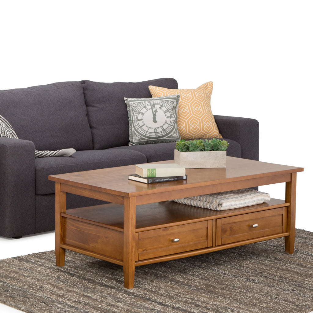 Solid Wood 48 inch Wide Rectangle Coffee Table B230004