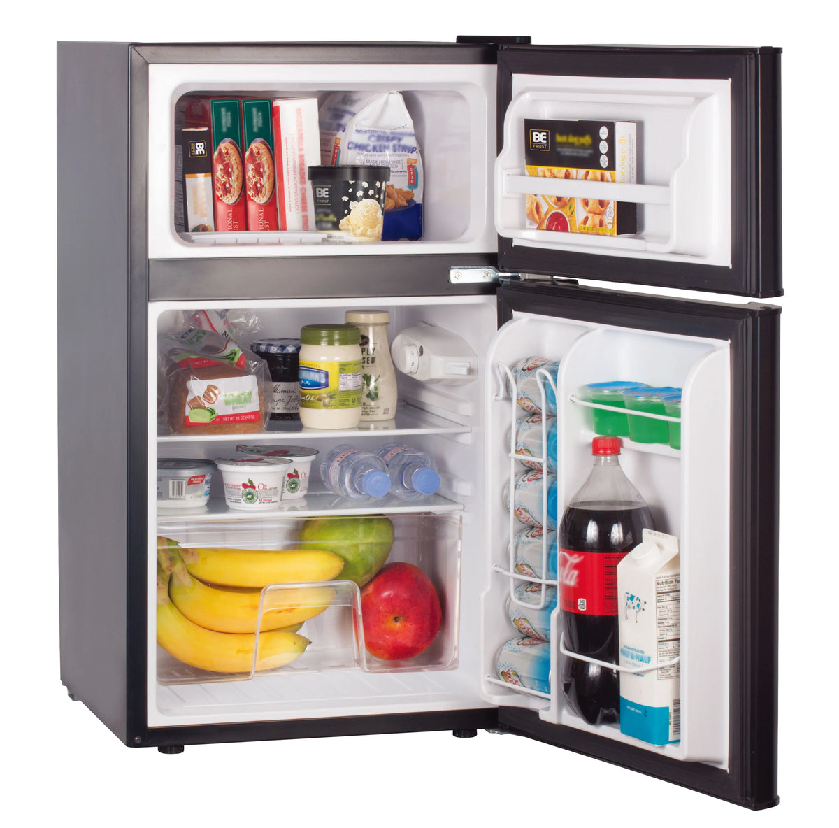 3.2 Cu Ft Two Door Mini Fridge with Freezer, Black D859203