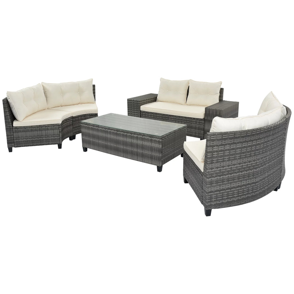 8 Piece Rattan Sectional Sofa Set with Removable Cushions & Coffee Table M702