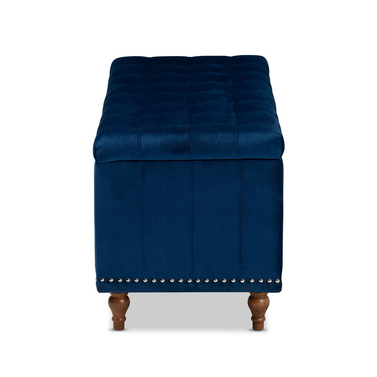 Navy Blue Velvet Button-Tufted Storage Ottoman Bench Y35639