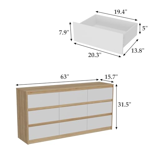 Black 9 Drawer Wood Dresser U528