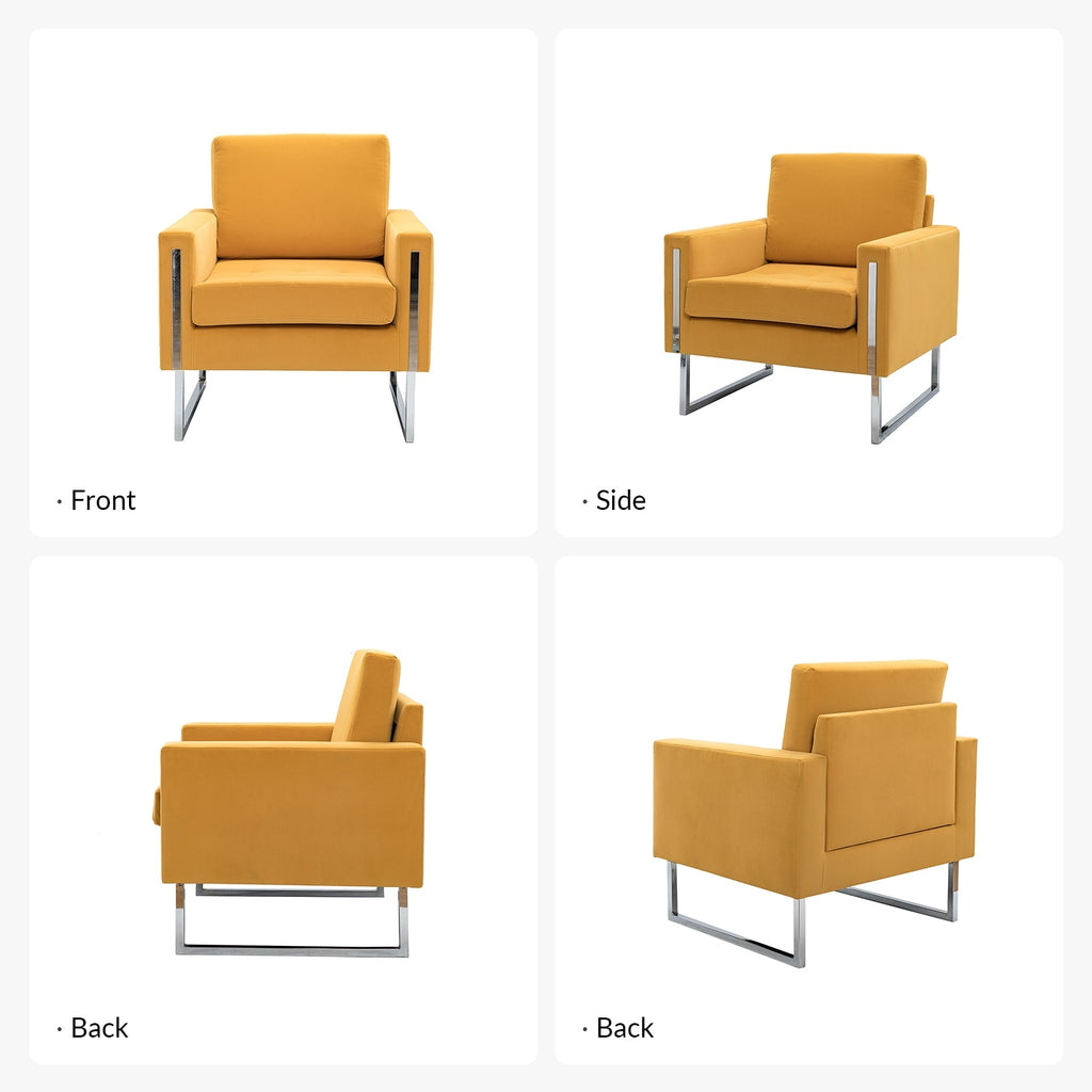 Mustard Velvet Club Chair Set of 2 with Metal Legs V51993