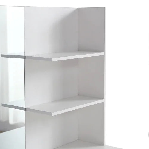 White Vanity Desk with Mirror and 2 Drawers H42644