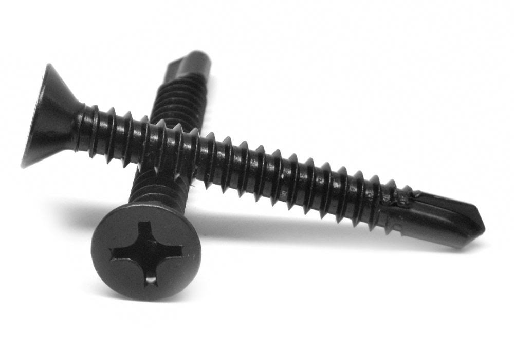 #10-16 x 1 1/4 Self Drilling Screw Phillips Flat Head Low Carbon Steel Black Oxide A330850