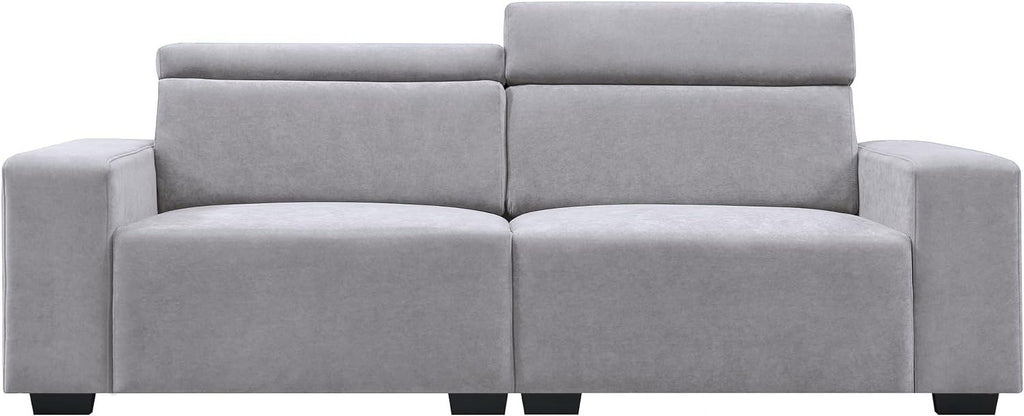Light Grey Velvet Upholstered Sofa with Adjustable Headrests N933794