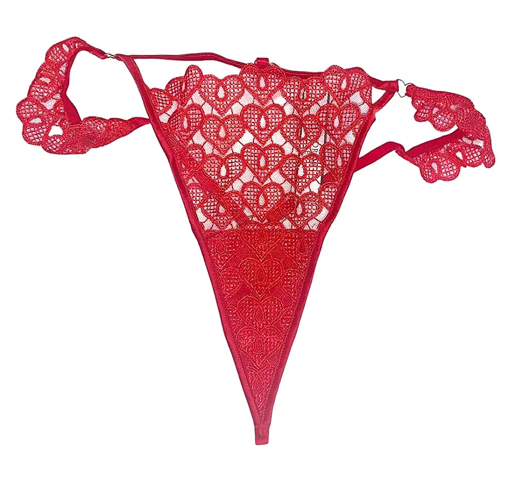 Red Lace V-String Panty W118046