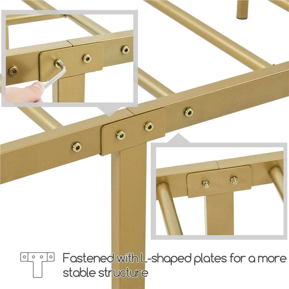 Queen Black Metal Platform Bed Frame with Arched Headboard P25828