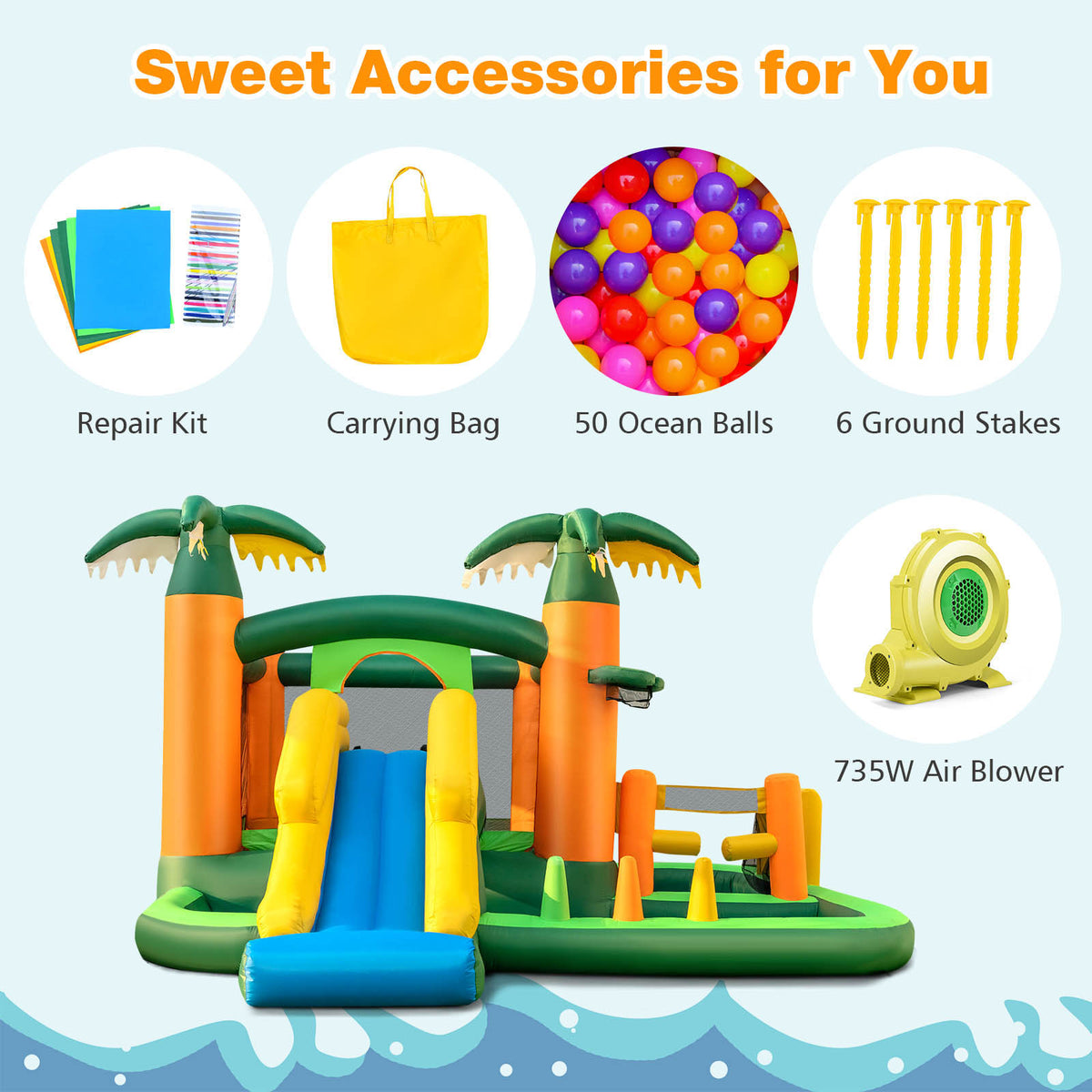 8-in-1 Inflatable Bounce Castle with Blower G41244