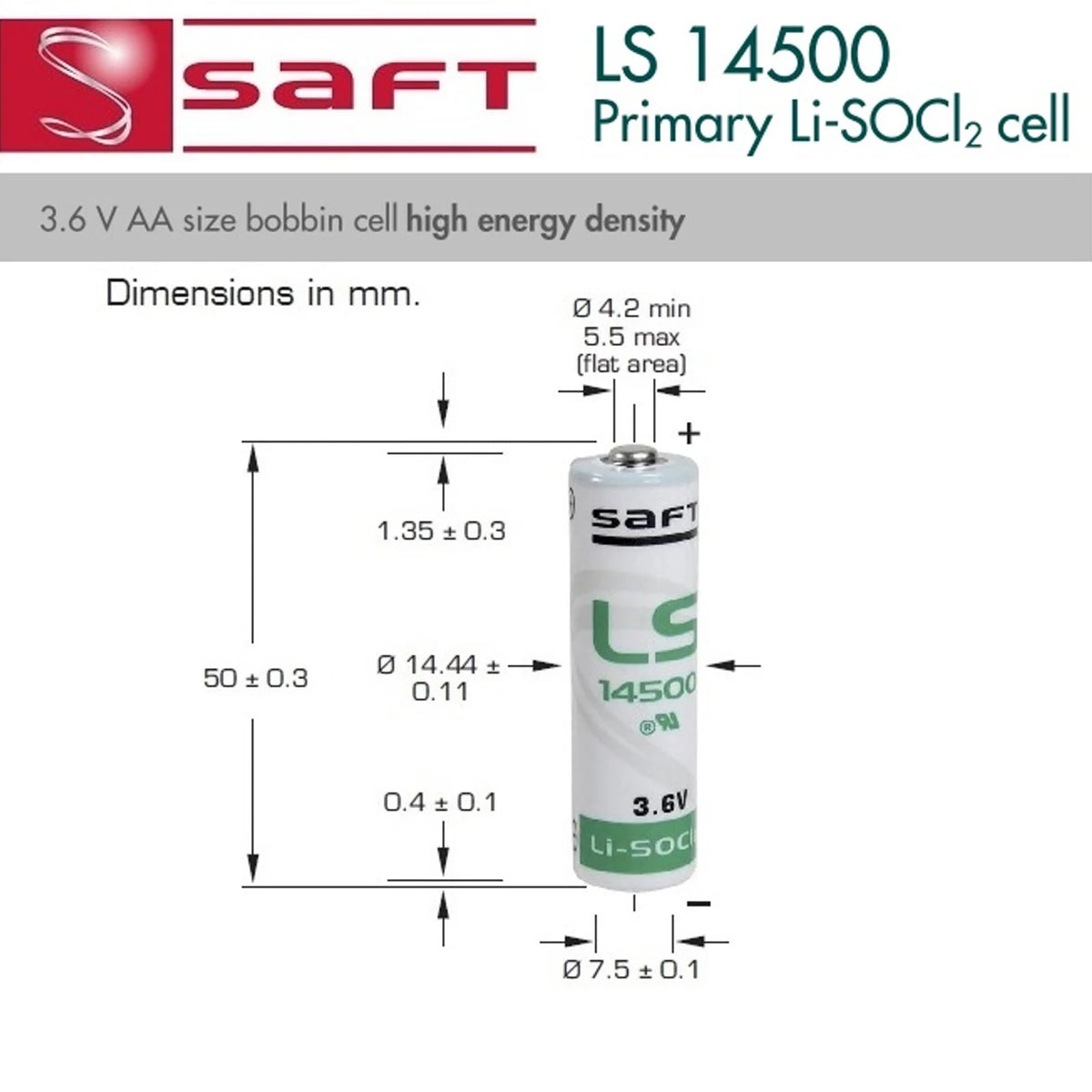 6x AA 3.6V 2600mAh Lithium Thionyl Chloride Battery V487