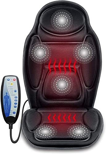 Black 6 Vibration Massage Seat Cushion with Heat W7301
