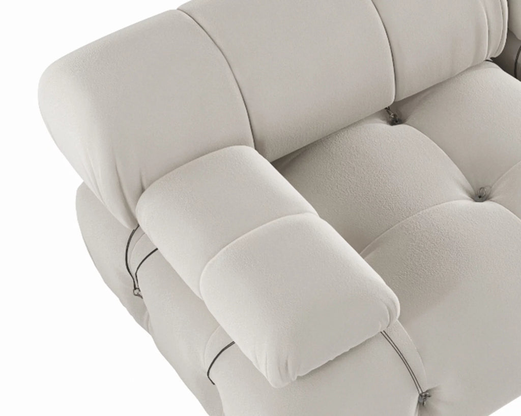 L-Shaped Velvet 3-Seat Sofa with Ottoman S2599