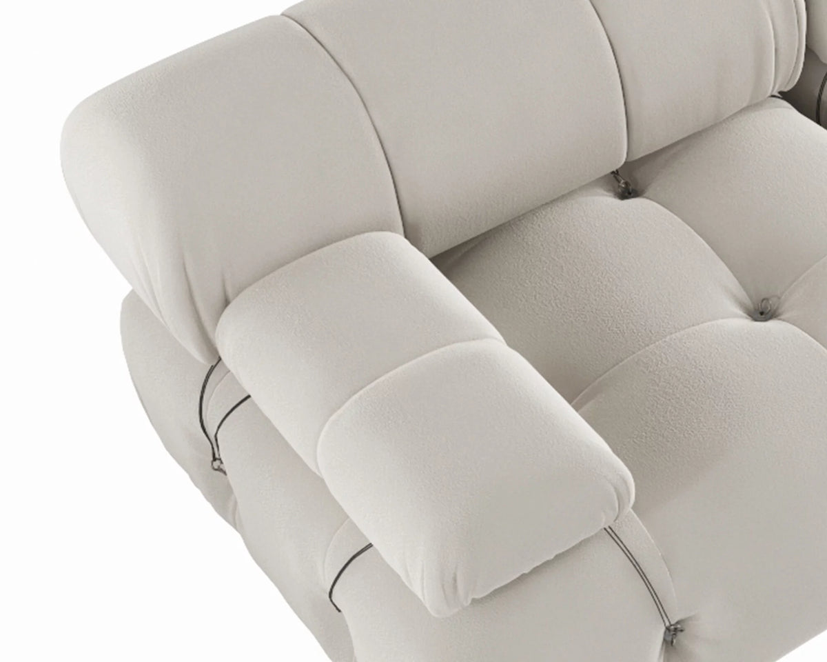 L-Shaped Velvet 3-Seat Sofa with Ottoman S2599