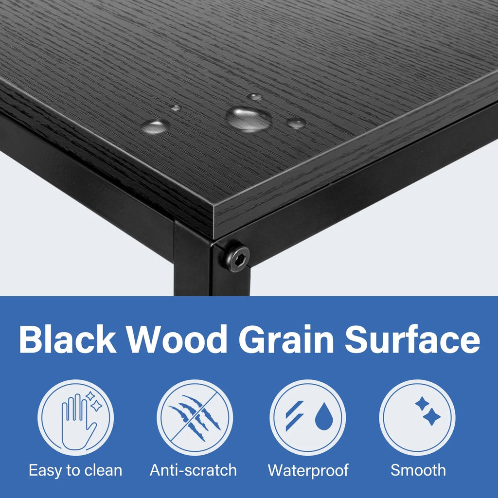 C Shaped Sofa Side End Table with Hardwood Surface, Black C85922