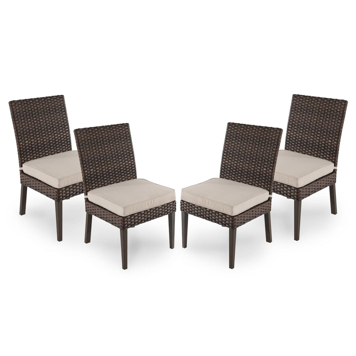4pk Tan Wicker Patio Dining Chair H536