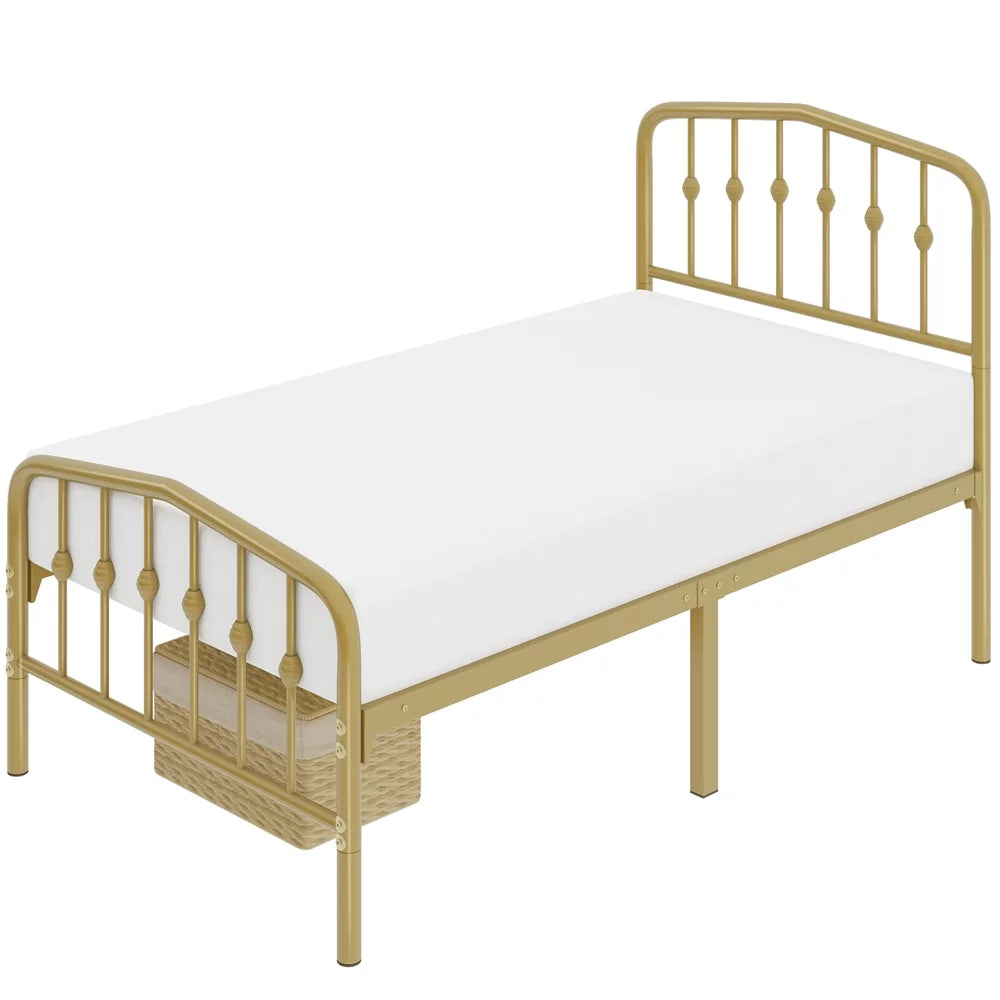 Queen Black Metal Platform Bed Frame with Arched Headboard P25828