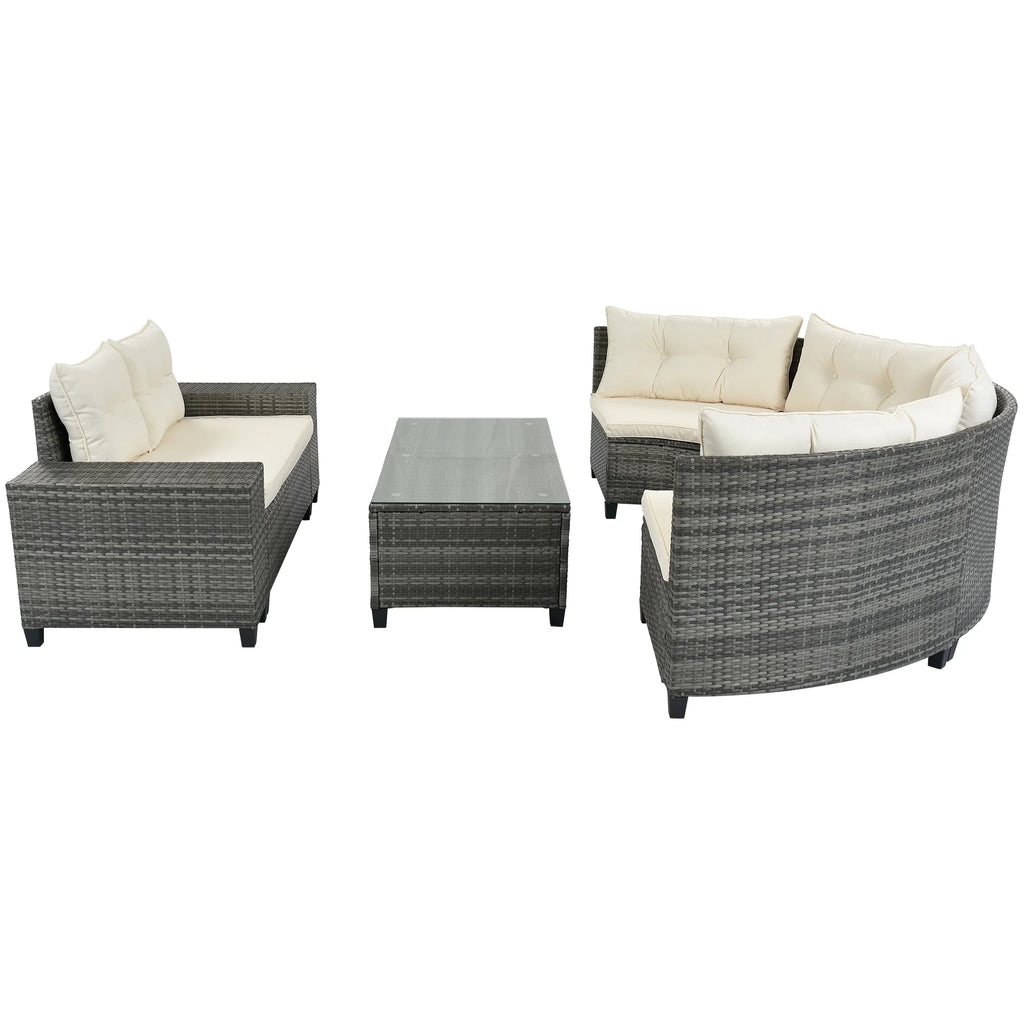 8 Piece Rattan Sectional Sofa Set with Removable Cushions & Coffee Table M702