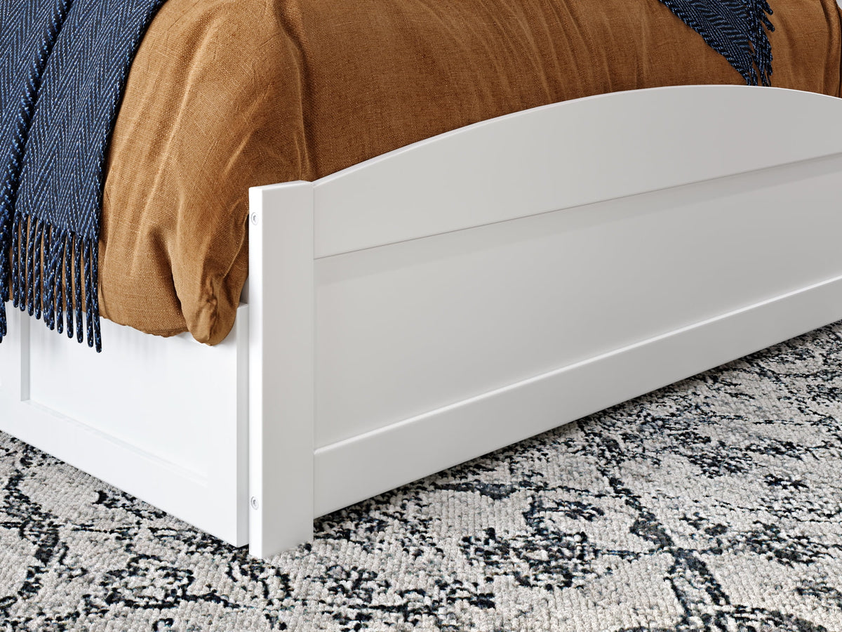White Full Wood Platform Bed with Headboard and 2 Storage Drawers I52924