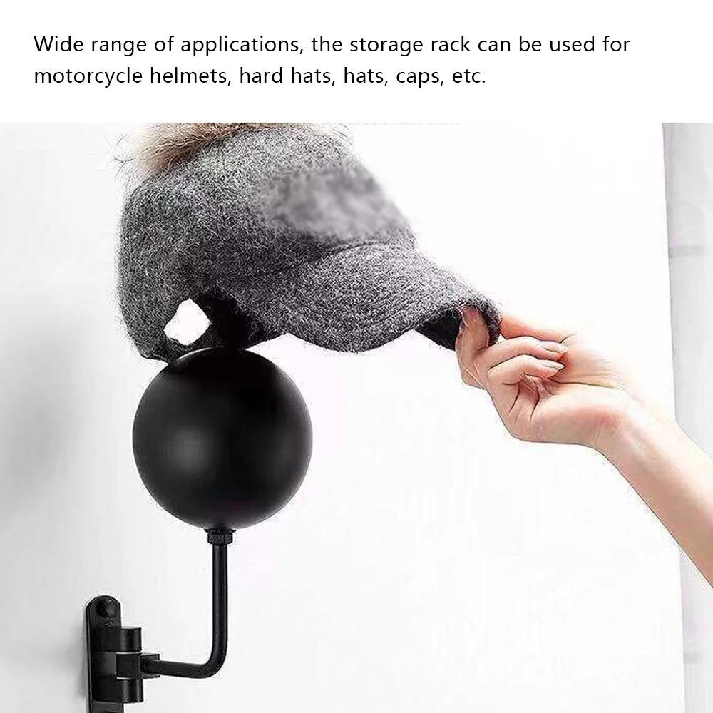 Wall-Mounted Metal Helmet Holder Hat Storage Rack Display Stand O132328