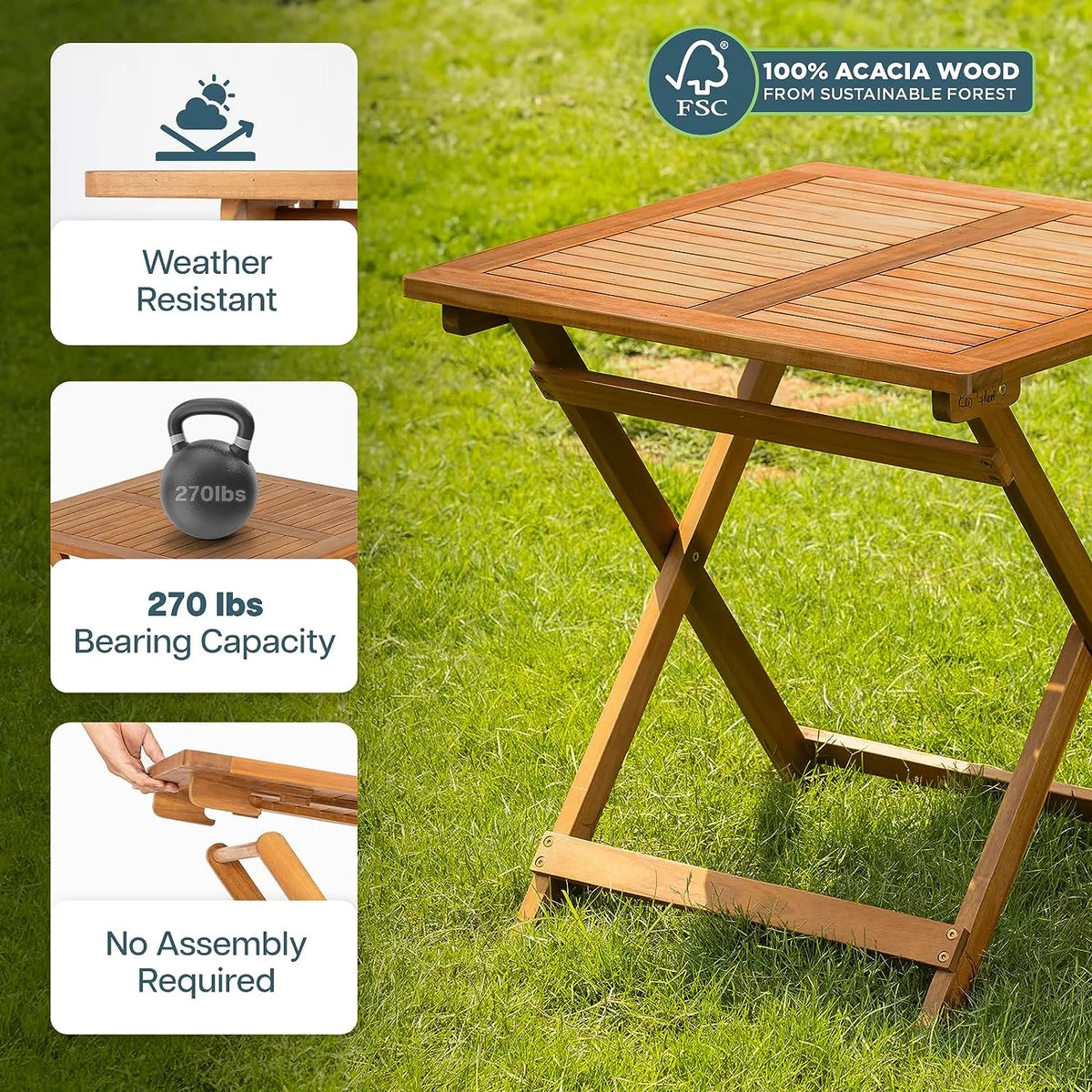 Acacia Wooden Folding Bistro Table H99636