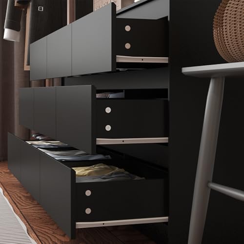 Black 9 Drawer Wood Dresser U528
