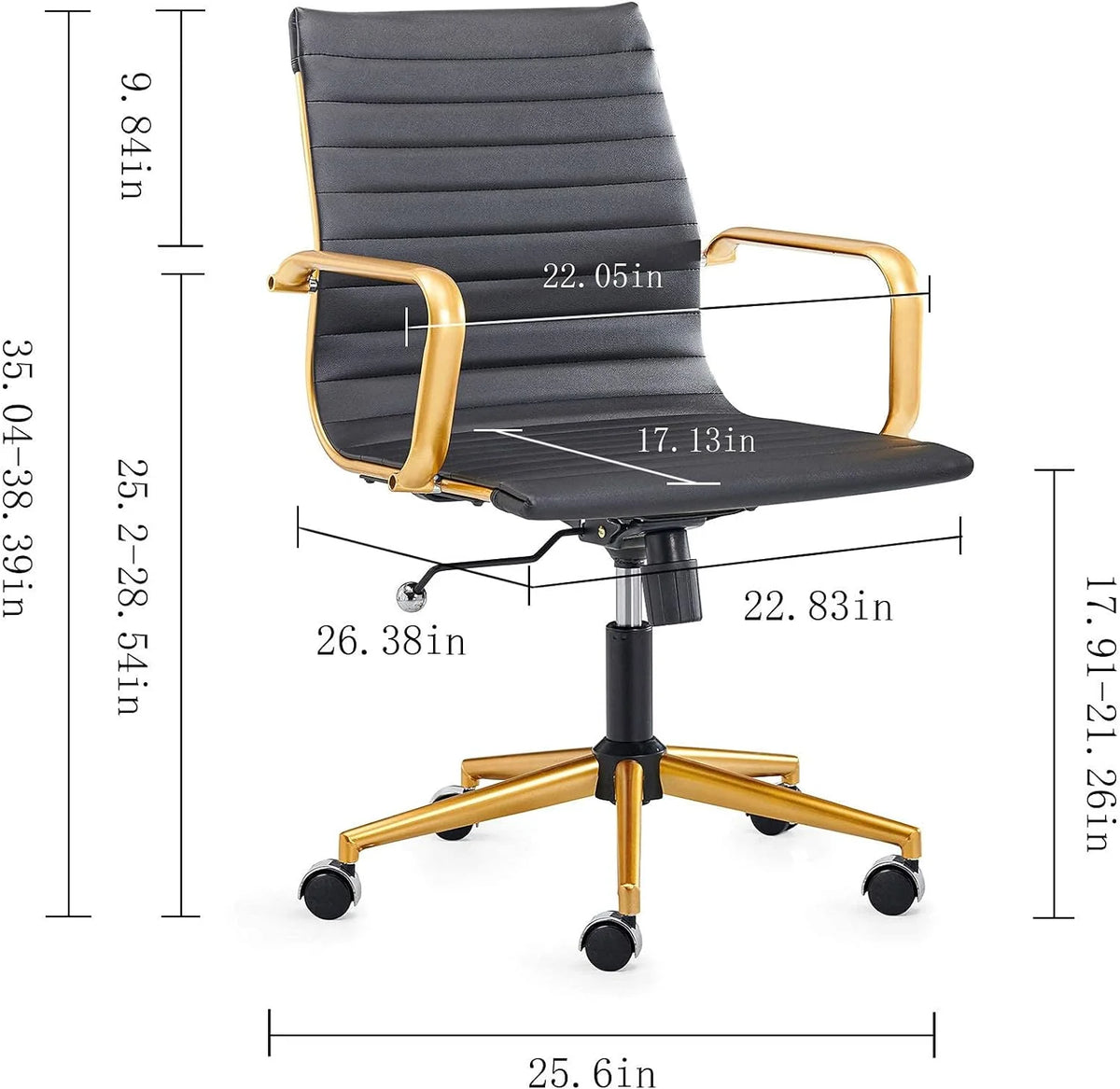 Black Ergo Office Chair with Back Support and Caster Wheels 320Lbs L636715
