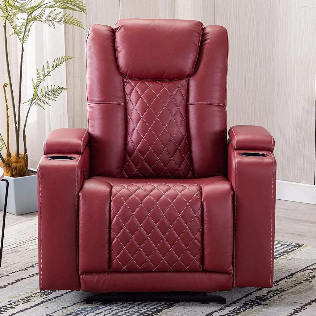 Power Recliner Chair Set of 3 PU Leather Black L363821