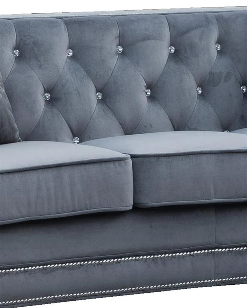 Gray Fabric Sofa & Loveseat Set 2Pcs with Steel Legs U4837