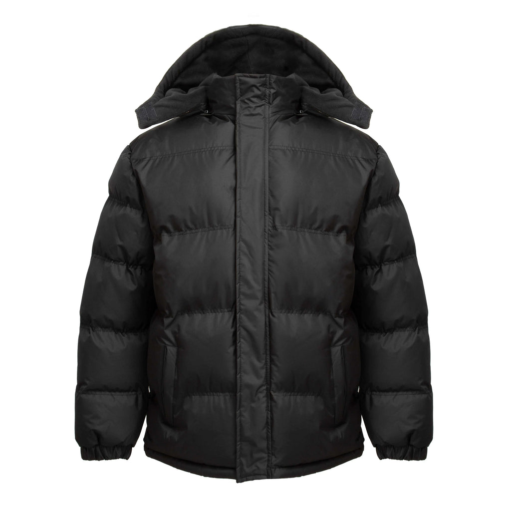Black Removable Hood Puffer Coat Jacket H834